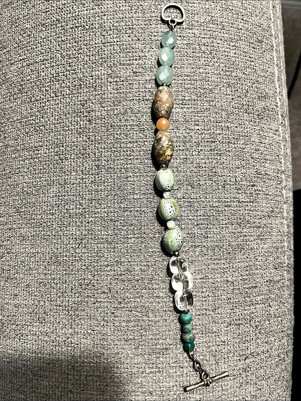 Barse Beaded Toggle Bracelet in Green & Clear